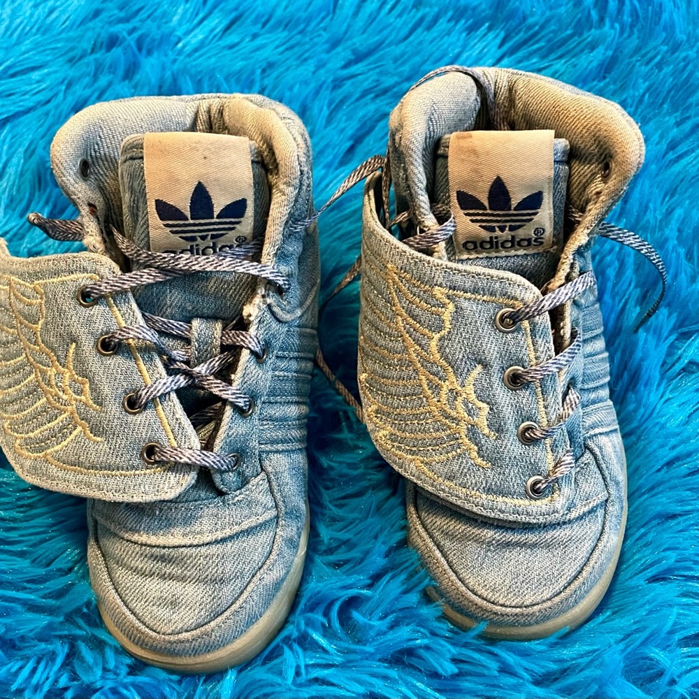 Jeremy Scott x Adidas Kids Denim Blue Winged Sneakers